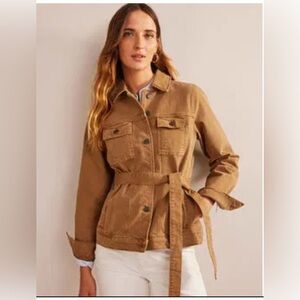 Boden Brown Denim Belted Utility Jacket